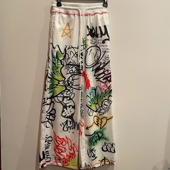 Women Baggy Pants Y2K Graphic Drawstring Loose Jogger Cinch Sweatpants - Picture 3 of 7